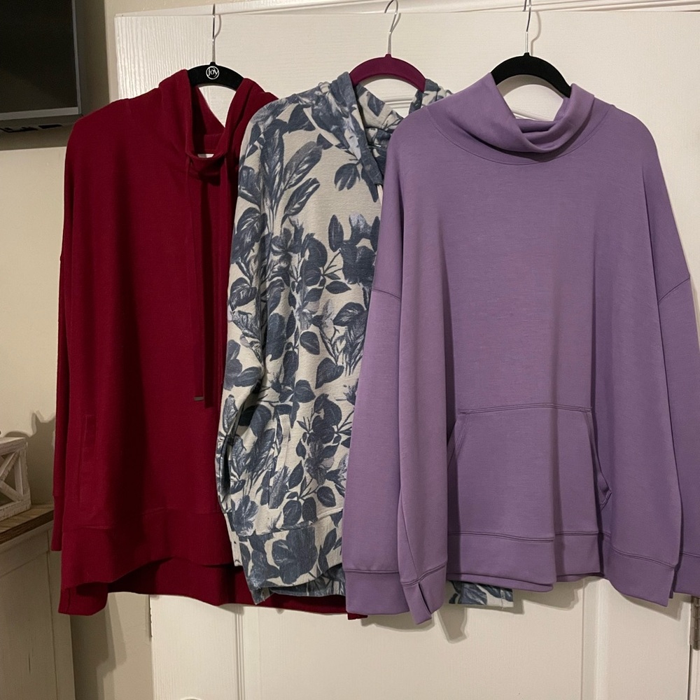 WESTBOUND SET OF THREE TOPS in Red, Purple and Blue